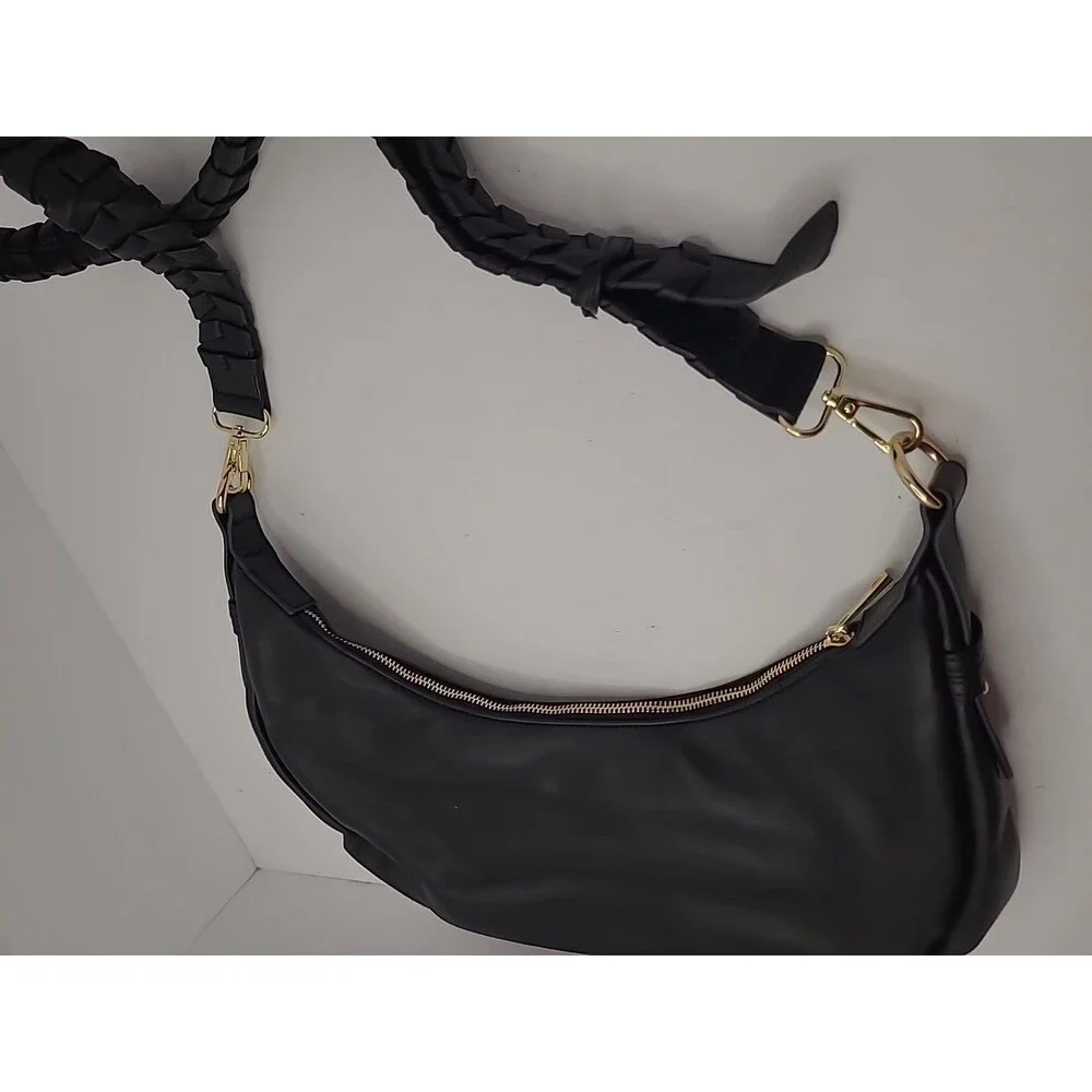 Zola Black Purse Vegan Leather Crescent Crossbody or Shoulder Bag Jules Kae.